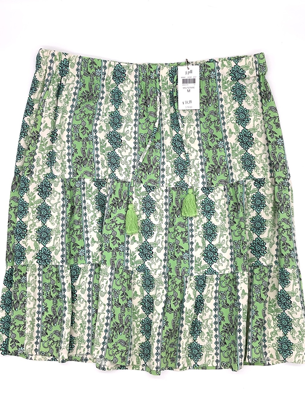 NWT J. Jill Pull-On Lightweight Tiered Skirt Bonus Tee